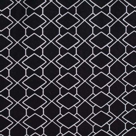 White Geometric-Diamond Knit, Polyester, 160 gsm