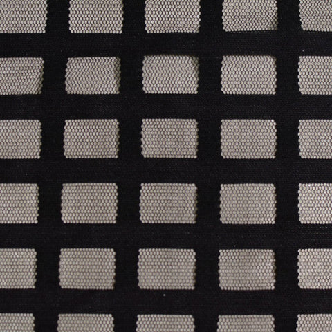 Black Geometric-Grid Mesh, Polyester