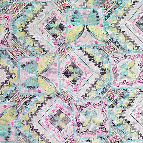 White Butterflies Jacquard, Poly-Cotton