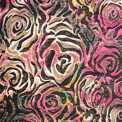 Pink Roses Jacquard, Poly-Cotton