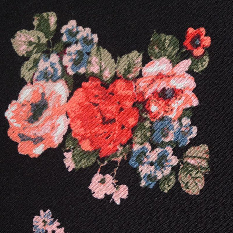 Red Floral Crepe, Viscose