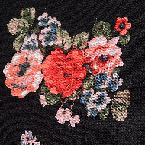 Red Floral Crepe, Viscose