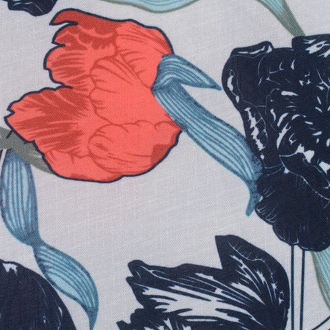 Red Floral Twill, Polyester, 120 gsm