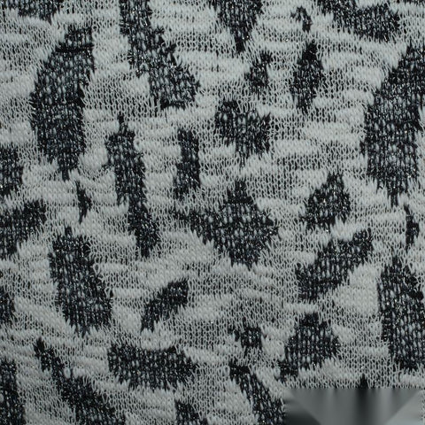 Black Animal Print Chunky Knit, Cotton-Poly, 234 gsm