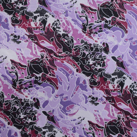 Purple Abstract Jersey Knit, Viscose-Nylon
