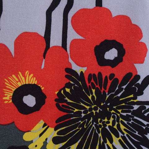 Red Floral Crepe, Polyester