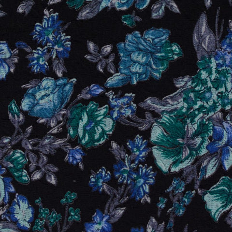 Blue Floral Knit, Viscose-Poly