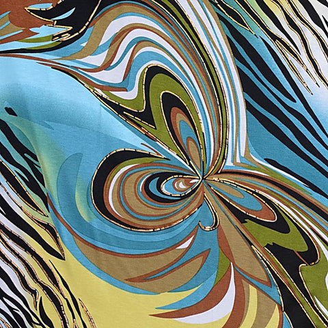 Blue Abstract Knit, Viscose, 170 gsm