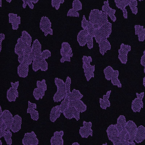 Purple Abstract-Floral Jacquard, Cotton-Poly