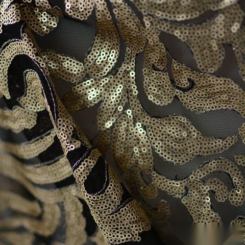 Gold Sequin Mesh, Polyester, 180 gsm
