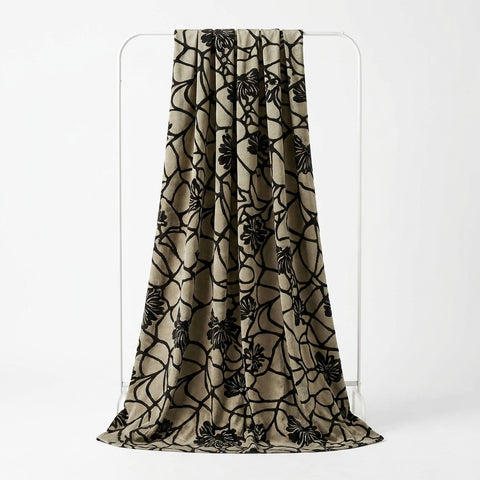 Khaki Abstract-Floral Velvet, Poly-Nylon
