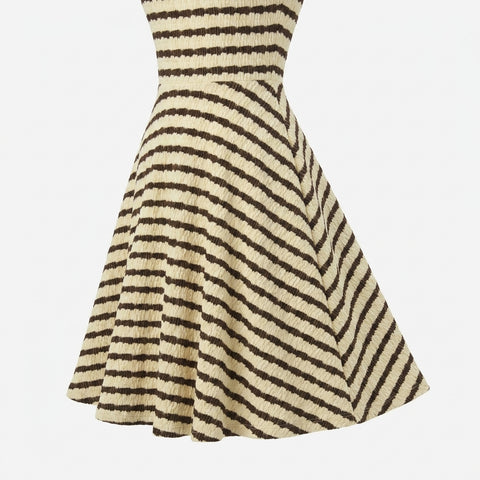 Brown Horizontal-Stripe Crepe, Polyester