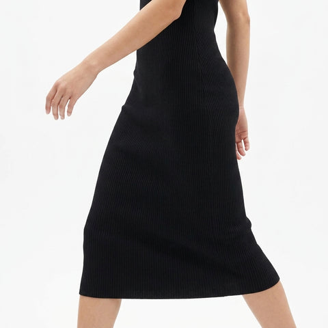 Black Rib Knit, Poly-Viscose
