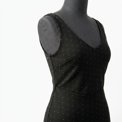 White Dot Ponte Knit, Viscose-Nylon