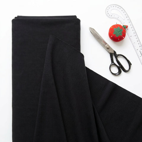 Black Ribbed Rib Knit, Polyester