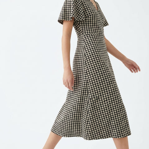 Black Houndstooth Faux Suede, Polyester