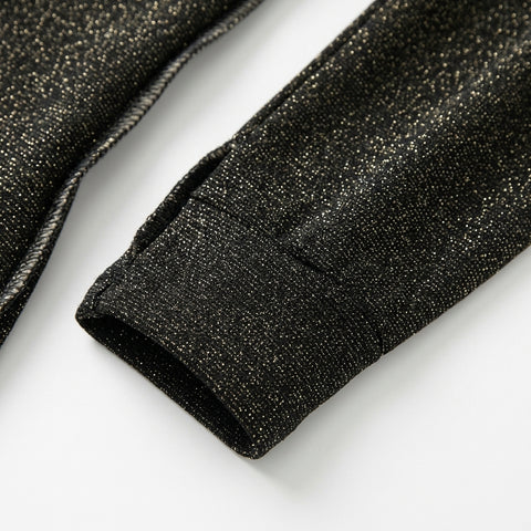 Black Marl Jersey Knit, Viscose-Metallic