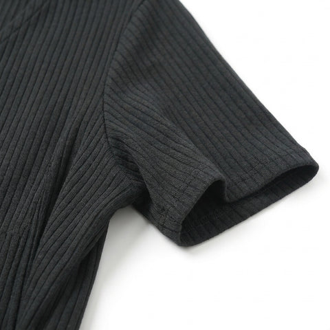 Viscose Stretch Rib Knit Fabric, 310 gsm, 124 cm — Black