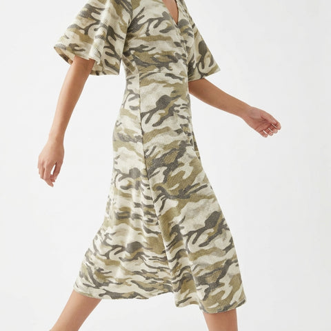 Cream Camo Waffle Knit, Polyester