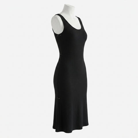 Black Ribbed Rib Knit, Poly-Viscose