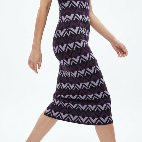Lavender Chevrons Interlock Knit, Poly-Viscose