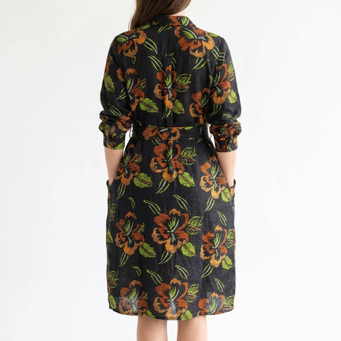 Orange Floral Woven, Cotton-Linen
