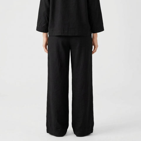 Black Textured Linen-Look, Viscose-Nylon