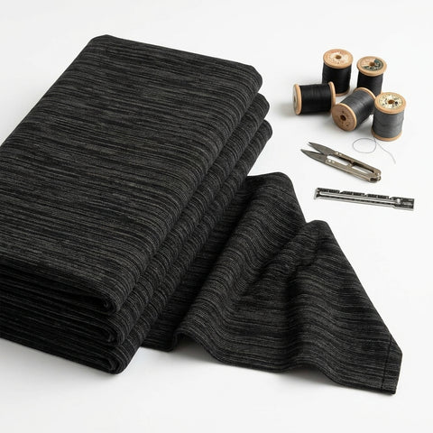 Dark Grey Heathered-Marl Ponte Knit, Polyester, 300 gsm