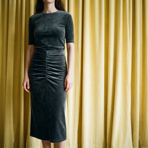 Charcoal Heather Velvet, Poly-Cotton