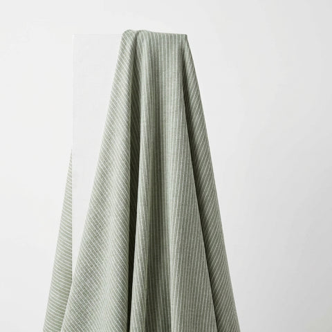 White Vertical-Stripe Crepe, Viscose, 230 gsm