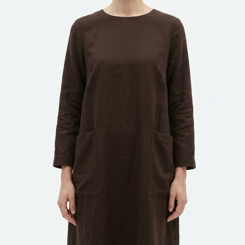 Dark Brown Linen-Look, Viscose-Nylon