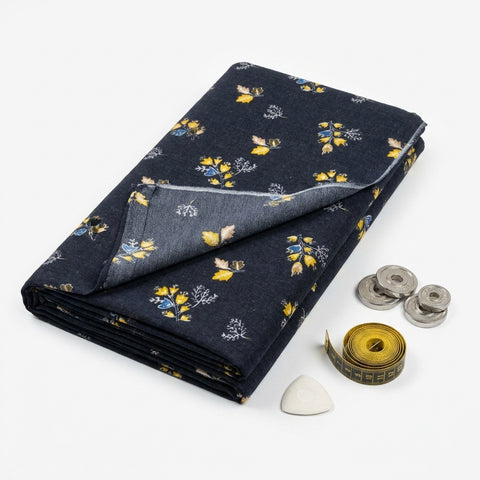 Yellow Leaves Crepe, Cotton-Poly