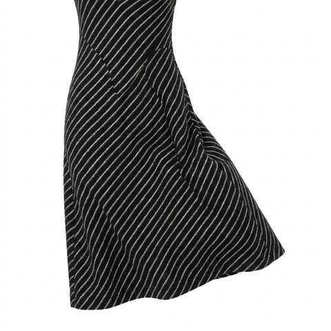 Black Horizontal-Stripe French Terry, Viscose