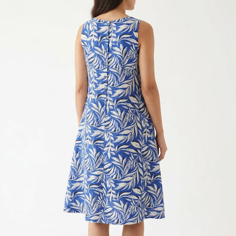 White Leaves Woven, Linen-Viscose