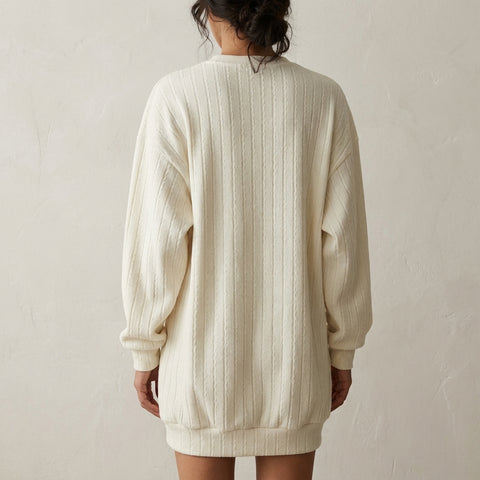 White Stripes Rib Knit, Viscose