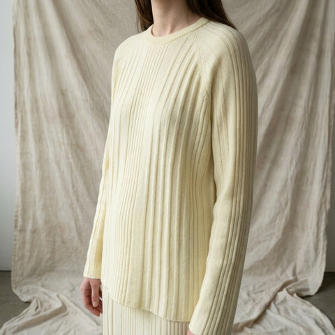 Off-White Stripe Rib Knit, Poly-Viscose