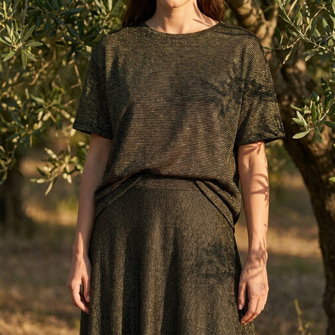 Black Marl Rib Knit, Viscose-Poly, 212 gsm