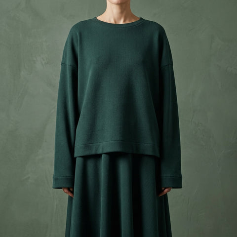 Dark Green Rib Knit, Viscose-Poly