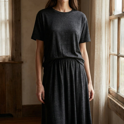 Dark Grey Marl Jersey Knit, Cotton-Poly, 200 gsm, ref EF-239639