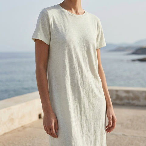 100% Linen Jersey Knit Fabric, 130 gsm, 158 cm — Beige