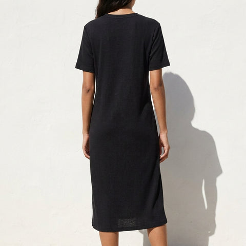 Black Rib Knit, Poly-Linen