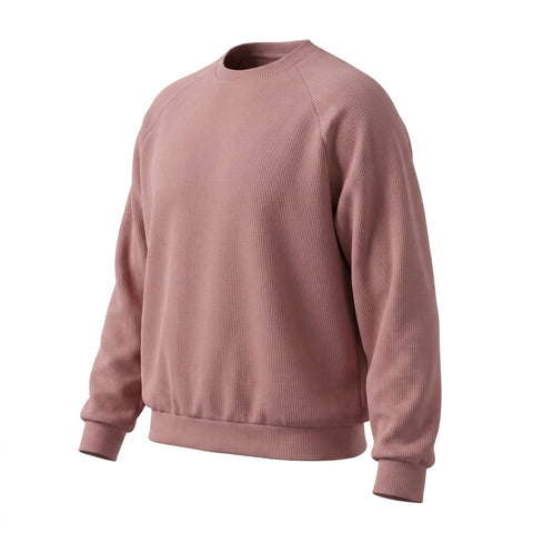 Polyester Stretch Rib Knit Fabric, 360 gsm, 125 cm — Pink