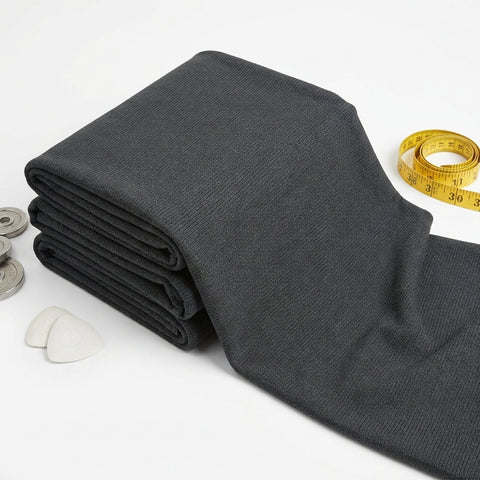 Heather Polyester Stretch Rib Knit Fabric, 450 gsm, 168 cm — Grey