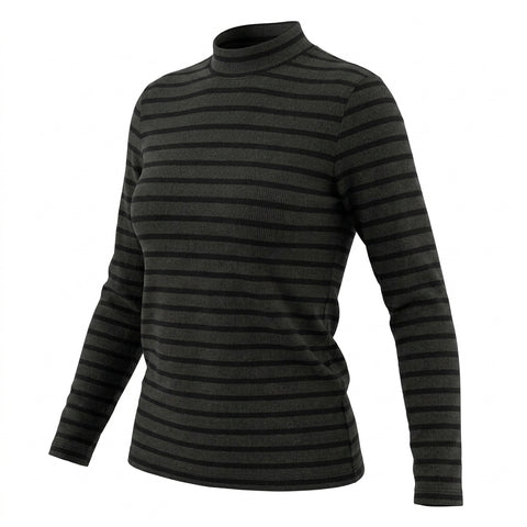 Dark Grey Horizontal-Stripe Rib Knit, Polyester, 240 gsm