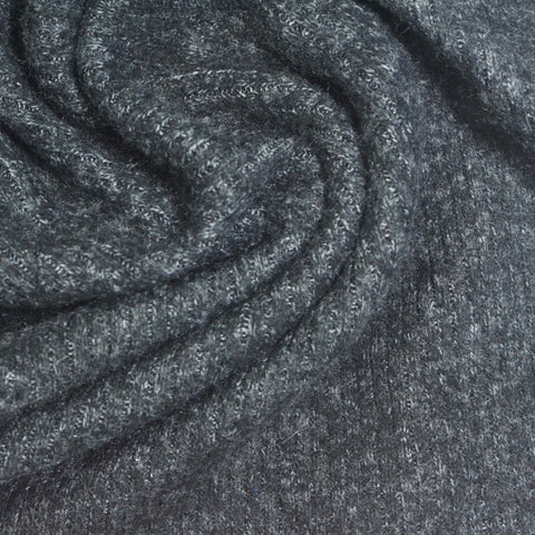 Dark Grey Marl Rib Knit, Viscose-Poly, 312 gsm