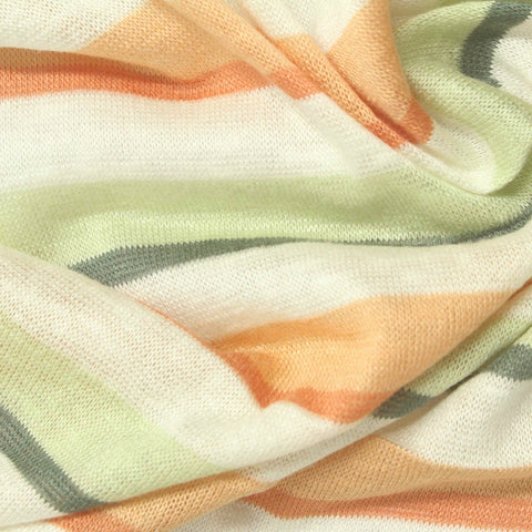 Light Green Horizontal-Stripe Knit, Viscose-Poly, 140 gsm