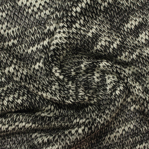 Jacquard Slub Cotton Polyester Chunky Knit Fabric, 175 gsm, 160 cm — Black