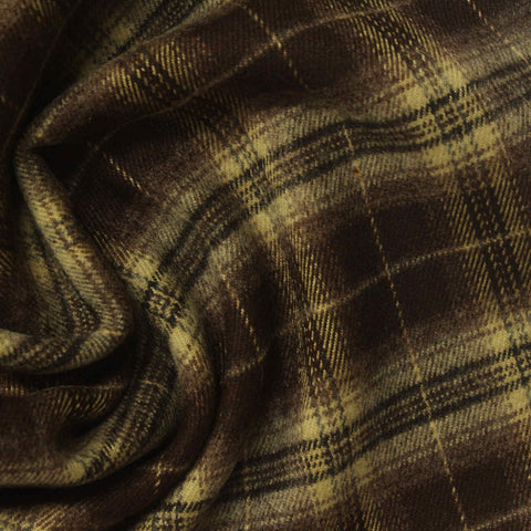 Brown Plaid Woven, Poly-Viscose, 285 gsm, 150 cm, ref EF-265201