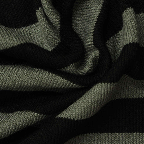 Black Horizontal-Stripe Jersey Knit, Viscose-Poly, 200 gsm