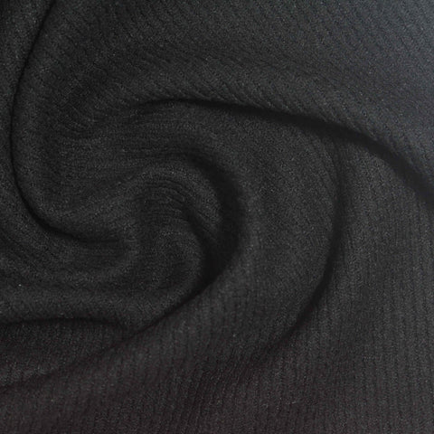 Black Ribbed Rib Knit, Viscose-Poly